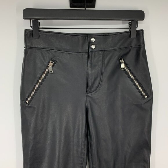 Zara Pants The Biker Black Faux Leather Ankle Zip Skinny High Rise - Picture 4 of 15